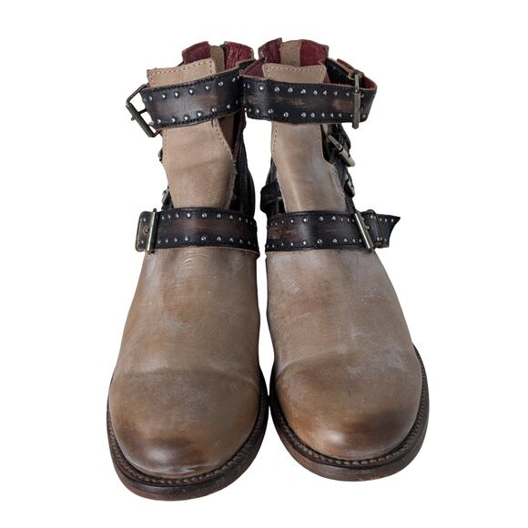 FREEBIRD by Steven Belgium taupe leather Western Ankle boots booties 11 - Picture 5 of 14